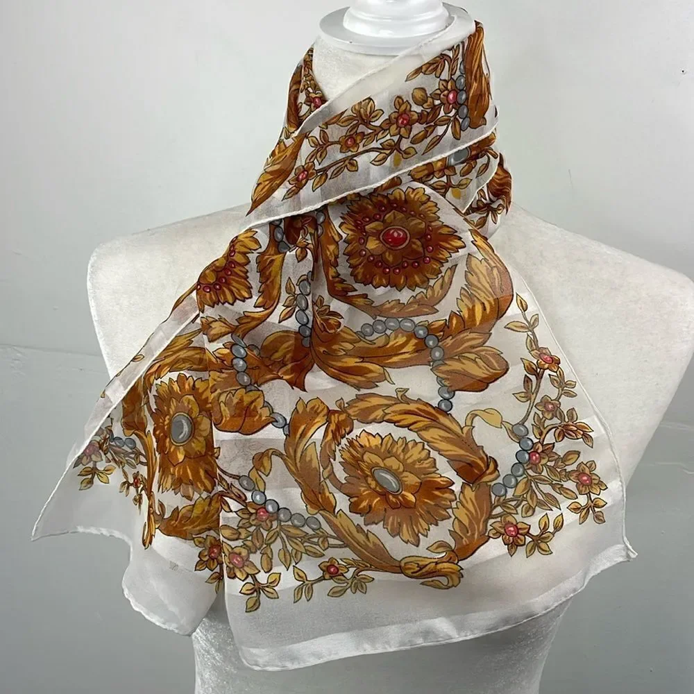 SCARF Rectangular Sheer Floral Print